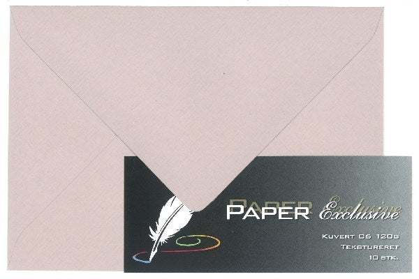 Kuvert C6 120g gl. rosa tekstureret 10stk.